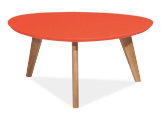 Štýlový konferenčný stolík, červená/dub