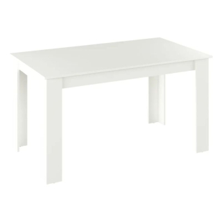 Dizajnový jedálenský stôl, biela, 140x80