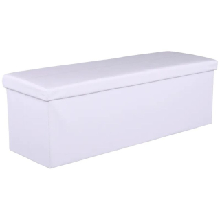 Nadčasový skladací taburet, biela ekokoža