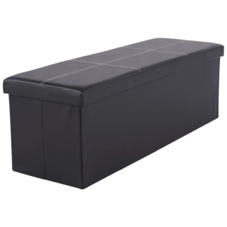 Nadčasový skladací taburet, čierna ekokoža