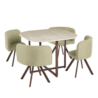 Moderný jedálenský set 1+4 vo farbách svetlohnedá a prírodná