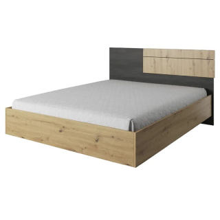 Moderná manželská posteľ 160, dub artisan-čierna borovica nórska