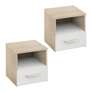 Set nočných stolíkov, dub sonoma-biela