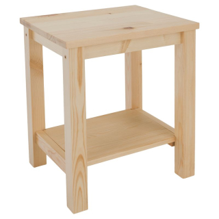 Jednoduchý nočný stolík z masívneho borovicového dreva, prírodná