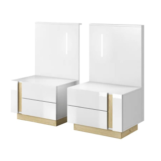 Sada dvoch nočných stolíkov, biela-dub grandson-biely lesk