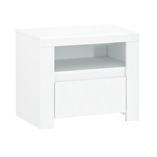 Nočný stolík v bielom lesku