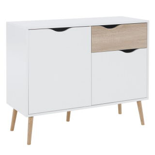 Moderná komoda 2 dverová, dub sonoma-biela