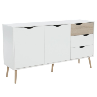 Moderná komoda 2 dverová, trojzásuvková, dub sonoma-biela