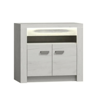 Luxusná komoda s dvojdverovou skrinkou a poličkou, jaseň biely