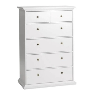 Romantická komoda šesťzásuvková, biela