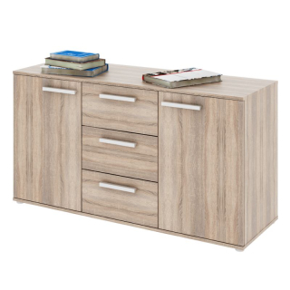 Praktická komoda 3-zásuvková s dvierkami, dub sonoma