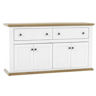 Komoda v modernom prevedení 2x zásuvka, 4x dvierka, biela-dub grand