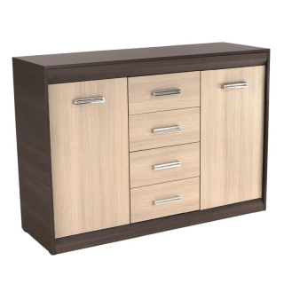 Praktická komoda z DTD laminovanej, dub jasný-dub tmavý