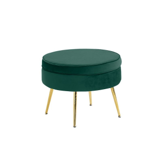 Taburet v štýle Art-deco, smaragdová Velvet látka-gold chróm-zlatý