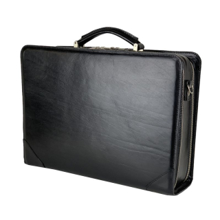 Pracovný kožený kufor v čiernej farbe