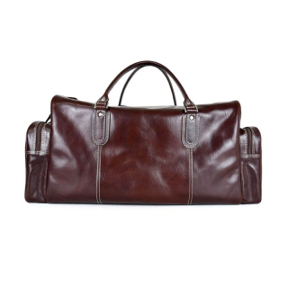 Módna kožená pracovná cestovná kabela v tmavo hnedej farbe