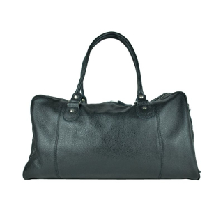 Módna kožená cestovná kabela v čiernej farbe