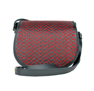 Ručne vyšívaná lovecká kabelka z pravej kože, skrytý magnet, červené vyšívanie