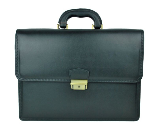 Luxusná štýlová kožená aktovka v čiernej farbe