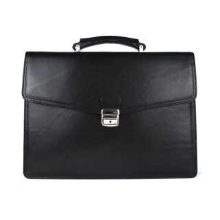 Luxusná moderná kožená aktovka z pravej kože v čiernej farbe