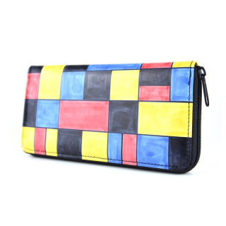 Ručne maľovaná kožená peňaženka s motívom Mozaika