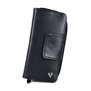 Luxusná dámska kožená peňaženka s bohatou výbavou v čiernej farbe