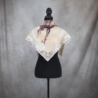 Hodvábna šatka Kôň - sépia, 90 x 90cm