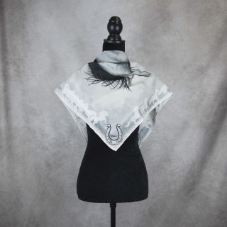 Hodvábna šatka Kôň - sivý, 90 x 90cm