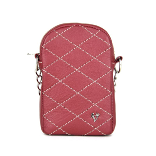 Malá kožená kabelka na mobil v bordovej farbe