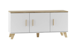 Zaujímavá komoda 150 biela brylantowa matná-dub sonoma mat