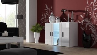 Luxusná komoda S7 biely mat-biely lesk