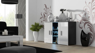 Luxusná komoda S7 čierny mat-biely lesk