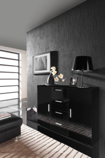 Luxusná kombinovaná komoda S8 čierny mat-čierny lesk