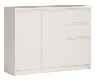 Priestranná komoda 2x zásuvka a 3x dvierka, biela