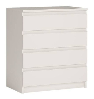 Priestranná komoda 4x zásuvka, biela