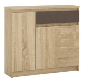 Priestranná komoda 1x zásuvka a 3x dvierka, dub sonoma-lava