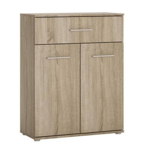 Jednoduchá komoda s dvomi dvierkami a jednou zásuvkou, dub sonoma