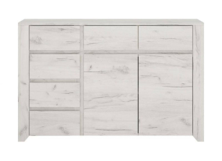 Komoda so šiestimi zásuvkami a dvomi dvierkami dub white craft
