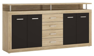 Komoda do moderného interiéru, dub sonoma-čierna