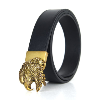 Opasok z pravej kože s automatickou prackou GOLD EAGLE HEAD Čierna