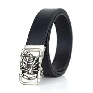 Opasok z pravej kože s automatickou prackou OLD SILVER SCORPION Čierna