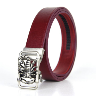 Opasok z pravej kože s automatickou prackou OLD SILVER SCORPION Bordová