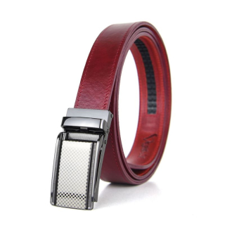 Kožený opasok s automatickou prackou SPORT Bordová