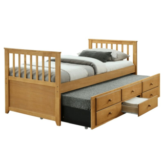 Posteľ s prístelkou, 90x200, dub