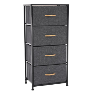 Komoda s látkovými šuplíkmi, čierna-tmavosivá, TYP 2