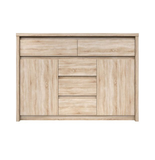 Komoda dvojdverová 5x šuplík, Dub sonoma