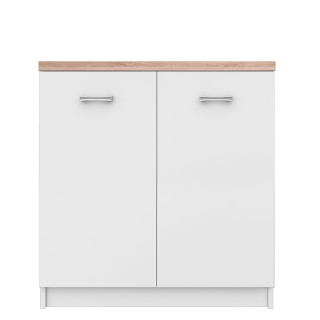 Jednoduchá komoda dvojdverová, biela-dub sonoma