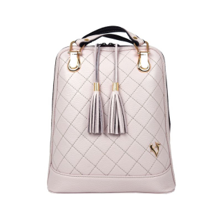 Luxusný kožený ruksak z pravej hovädzej kože so strapcami v ružovej farbe