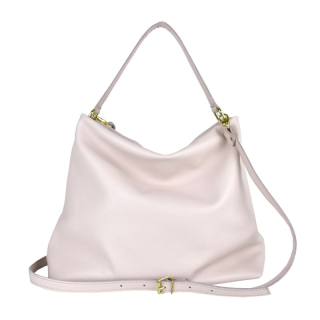 Módna vrecovitá kožená kabelka v ružovej farbe