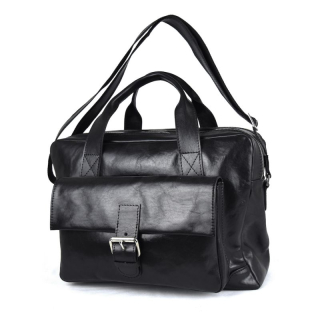 Pracovná kožená cestovná kabela v čiernej farbe